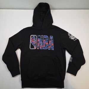 Kids NBA Pullover Hoodie Black Size S (8) Red White Blue Logo Kangaroo Pocket